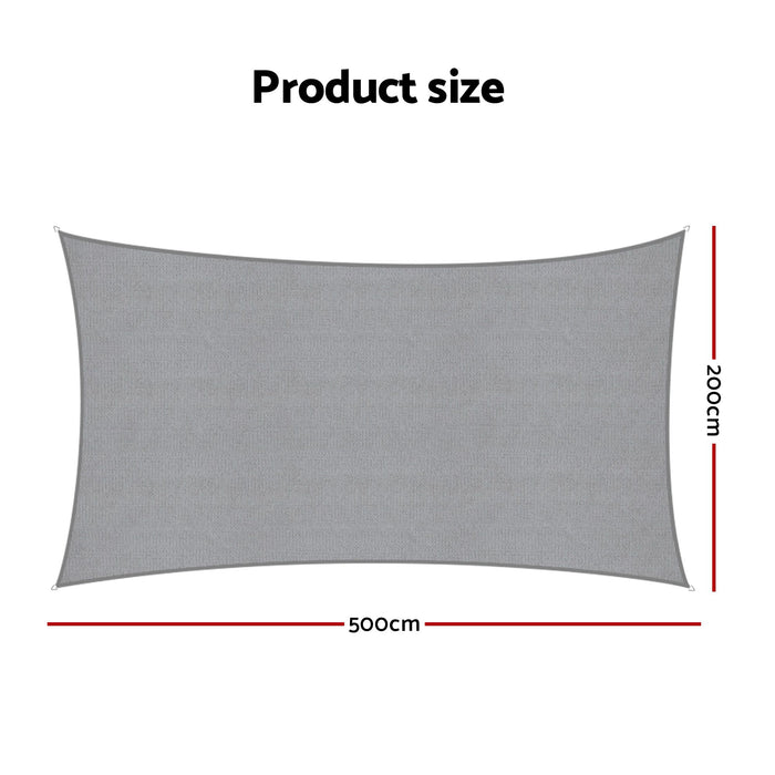 Instahut Sun Shade Sail Cloth 98% UV Block Outdoor Canopy Rectangle 2X5M Grey