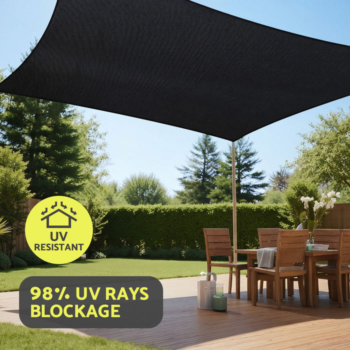 Instahut Sun Shade Sail Cloth 98% UV Block Outdoor Canopy Rectangle 5X6M Black