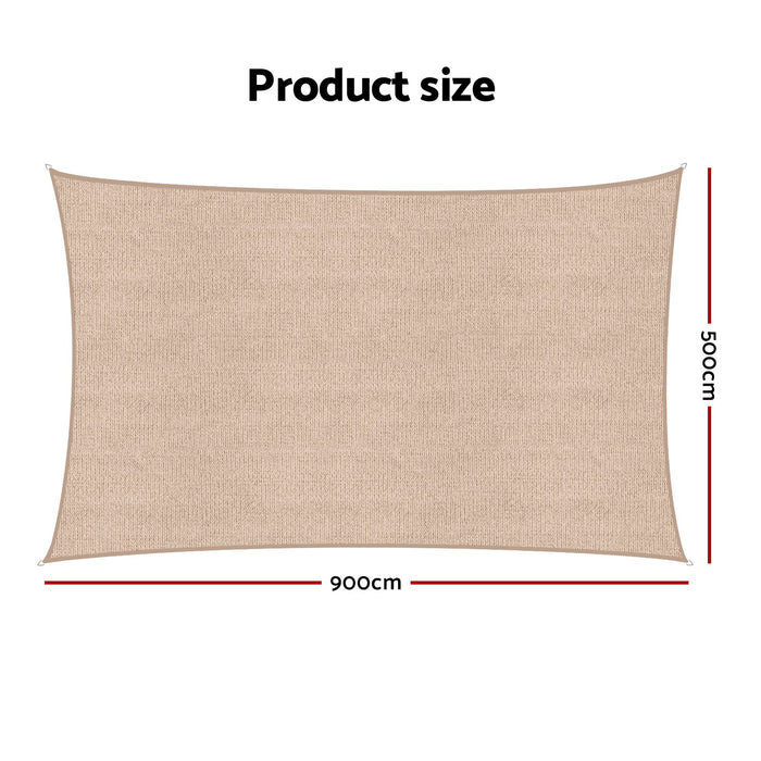 Instahut Sun Shade Sail Cloth 98% UV Block Outdoor Canopy Rectangle 5X9M Beige
