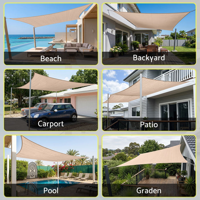 Instahut Sun Shade Sail Cloth 98% UV Block Outdoor Canopy Rectangle 5X9M Beige