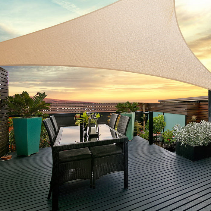 Instahut Shade Sail 5x5x5m Triangle 185GSM 95% Sand Shade Cloth