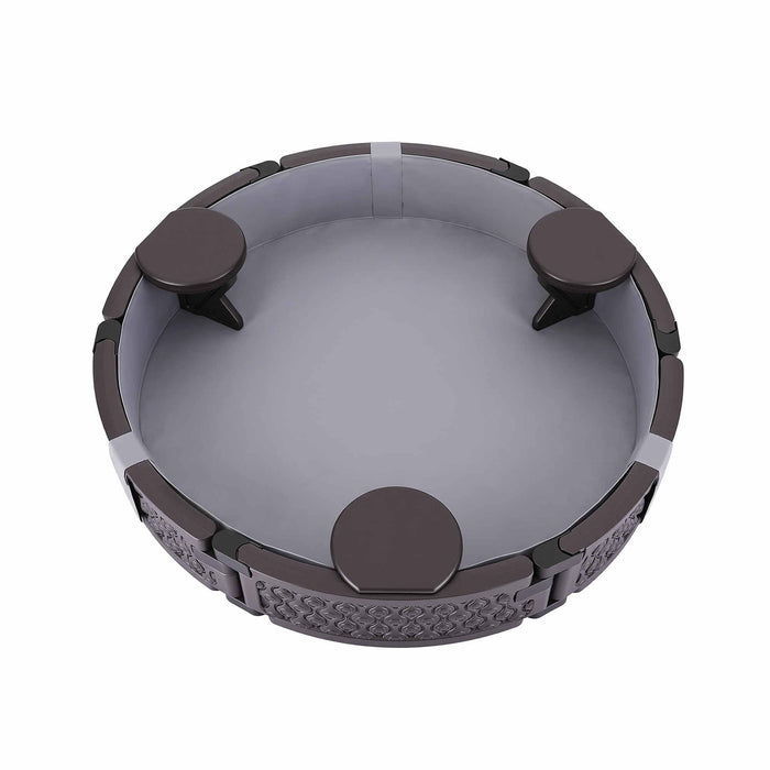 Kids Outdoor Sandpit Toys Sandbox 121cm Round Brown 3 Seats Cover Liner