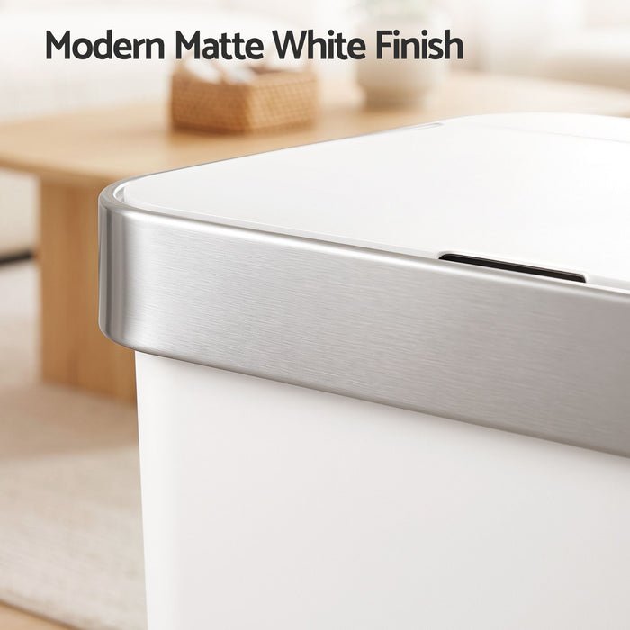 Devanti 50L Motion Sensor Trash Bin Automatic Kitchen Waste Dustbin White