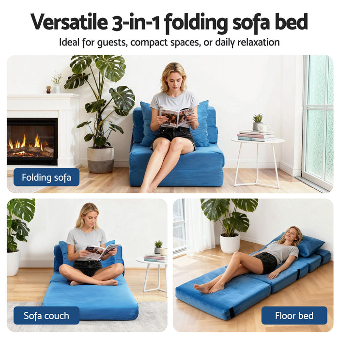 Artiss 2 Pack Folding Sofa Bed Armless Lounger Foam Floor Sofas Futons Couches