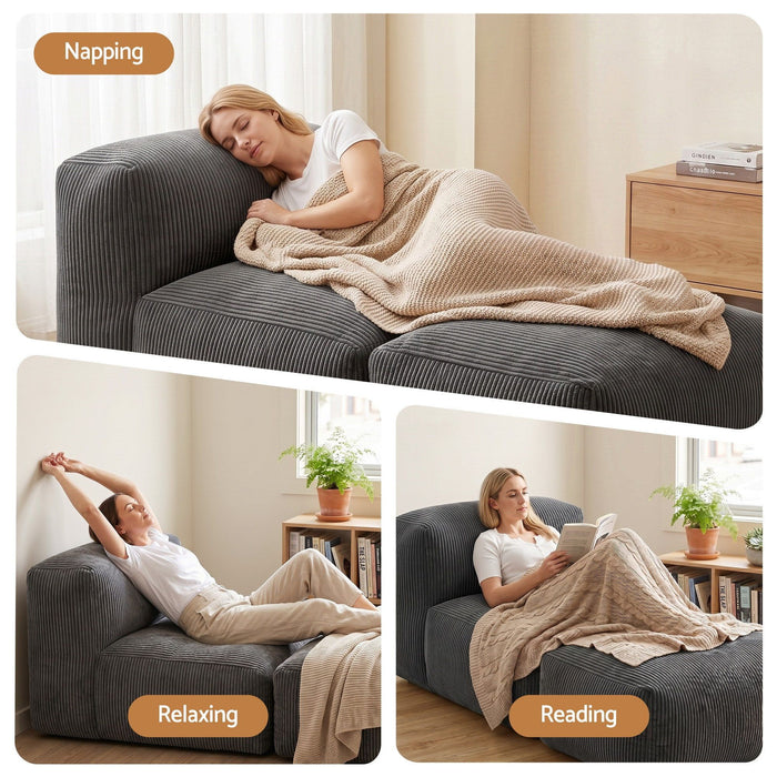 Artiss Foldable Bean Bag Sofa Bed Cloud Couch Boneless Floor Lounger Chair Grey
