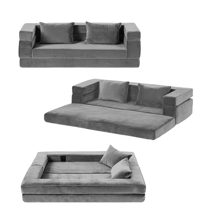 Artiss Convertible Folding Sofa Bed Pull Out Mattress Foldable Lounge Couch Grey