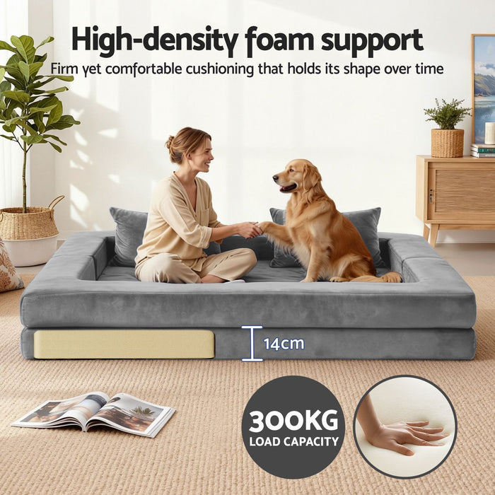 Artiss Convertible Folding Sofa Bed Pull Out Mattress Foldable Lounge Couch Grey