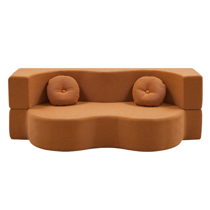 Artiss Folding Sofa Bed Floor Couch 2-in-1 Convertible Futon Loveseat Orange