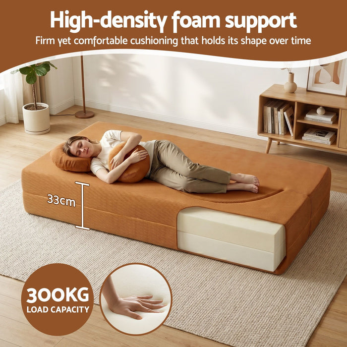 Artiss Folding Sofa Bed Floor Couch 2-in-1 Convertible Futon Loveseat Orange