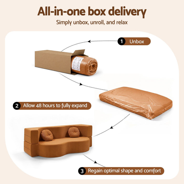Artiss Folding Sofa Bed Floor Couch 2-in-1 Convertible Futon Loveseat Orange