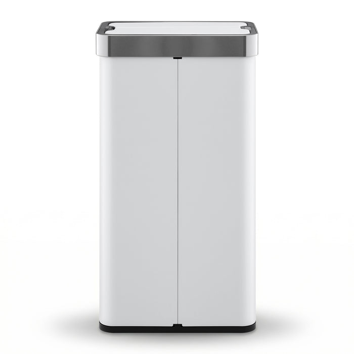 Devanti Rubbish Bin 70L Automatic Sensor Kitchen Bin, Slim Smart Garbage Can Touchless Rectangular with Liner Holder, Fully Closed Lid for Bedroom, Bathroom, Living Room, White