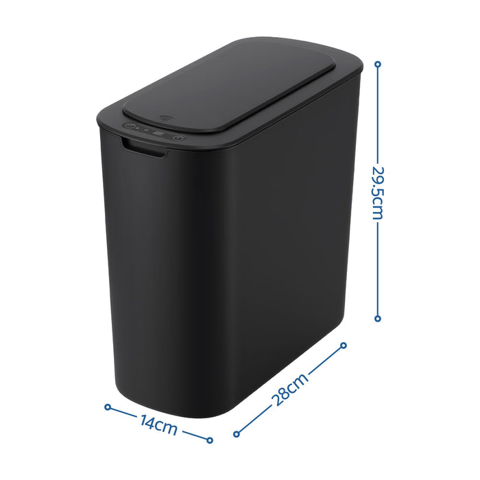 Devanti Automatic Trash Bin 2PCS with Lid 11L Motion Sensor Kitchen Bin Touchless Garbage Can Modern Black Plastic Slim Rubbish Bin with Liner Holder for Kitchen, Home, Office