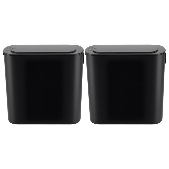 Devanti Automatic Trash Bin 2PCS with Lid 11L Motion Sensor Kitchen Bin Touchless Garbage Can Modern Black Plastic Slim Rubbish Bin with Liner Holder for Kitchen, Home, Office