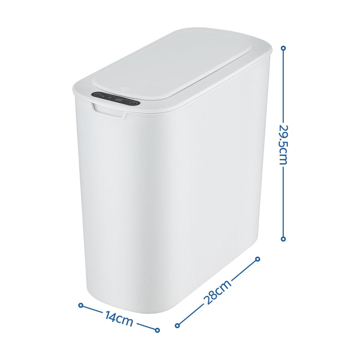 Devanti Automatic Trash Bin 2PCS with Lid 11L Motion Sensor Kitchen Bin Touchless Garbage Can Modern White Plastic Slim Rubbish Bin with Liner Holder for Kitchen, Home, Office