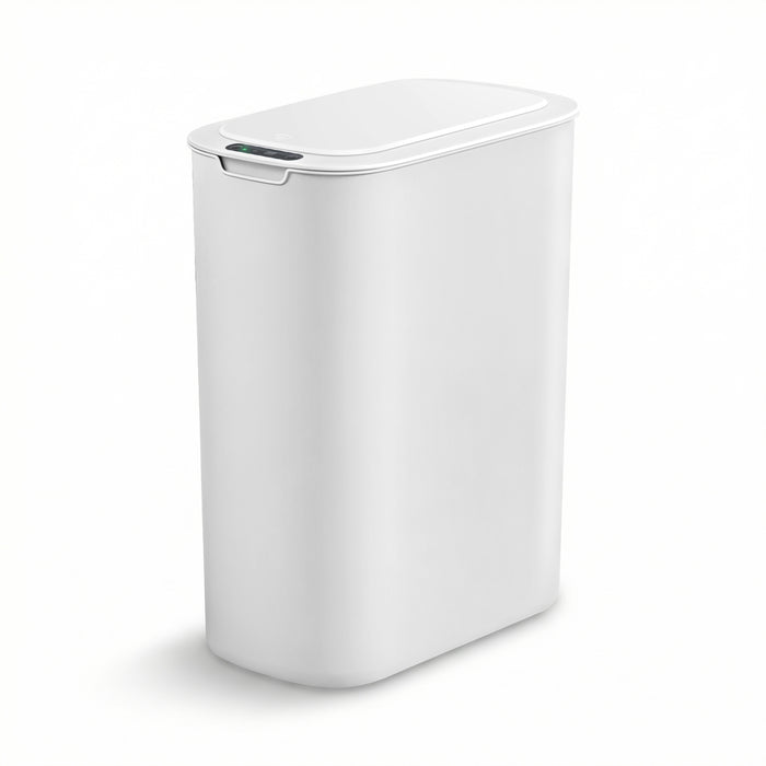 Devanti Automatic Trash Bin with Lid 25L Motion Sensor Kitchen Bin Touchless Garbage Can Plastic Slim Rubbish Bin with Liner Holder for Kitchen, Home, Office, White