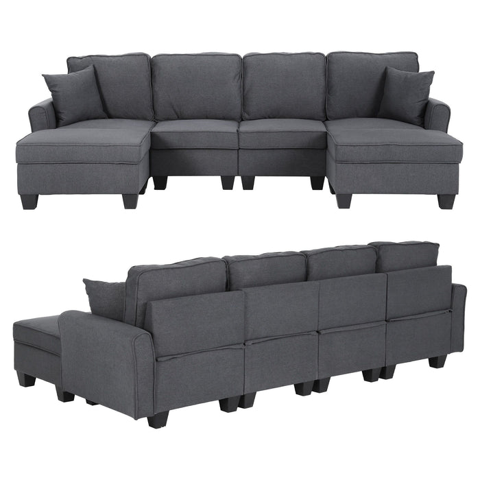 Artiss Modular Sectional U Shaped Storage Sofa Couches for Living Room Grey