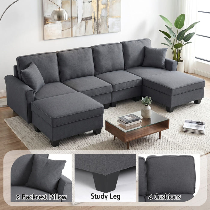 Artiss Modular Sectional U Shaped Storage Sofa Couches for Living Room Grey