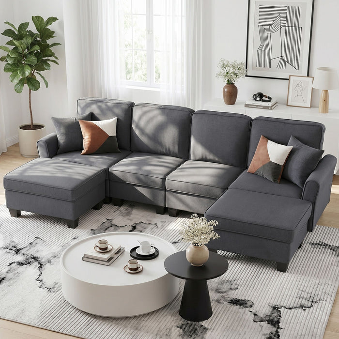 Artiss Modular Sectional U Shaped Storage Sofa Couches for Living Room Grey