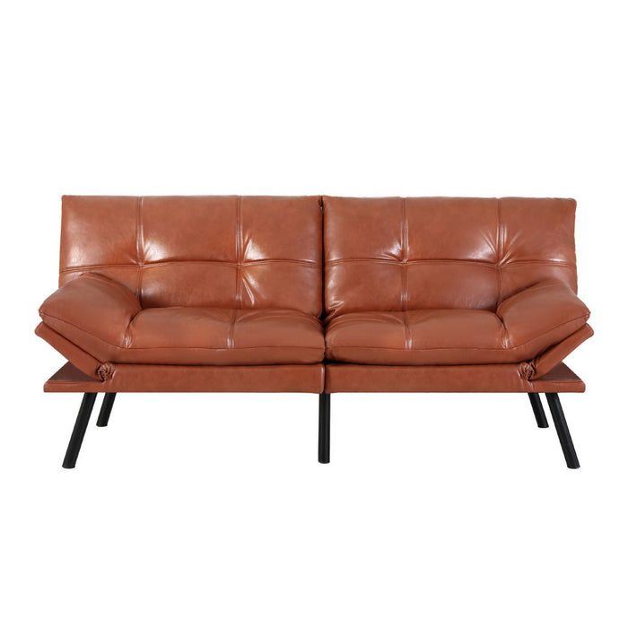 Artiss Sofa Bed Convertible 3 Seater Couch Recliner Lounge Chair Leather Brown