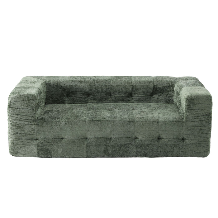 Artiss Comfort Boneless Sofa for Living Room Green Luxury Chenille