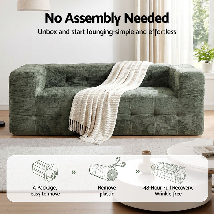 Artiss Comfort Boneless Sofa for Living Room Green Luxury Chenille