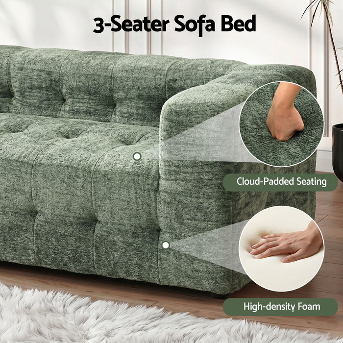 Artiss Comfort Boneless Sofa for Living Room Green Luxury Chenille