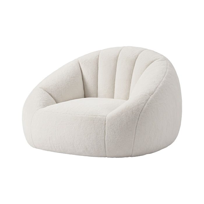 Artiss Single Small Boneless Couch Comfy Bean Bag for Living Room Faux Fur White
