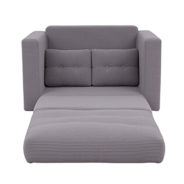 Artiss 2 Seater Corduroy Convertible Sofa Bed Pull Out Boneless Couch Grey