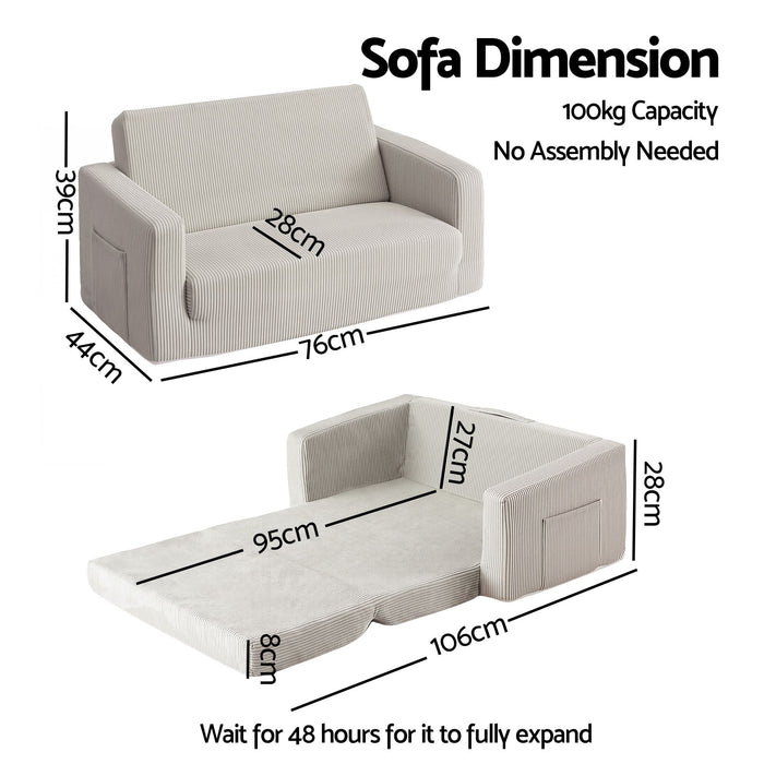 Artiss 2-in-1 Sofa Foam Couch with Side Pocket Light Grey