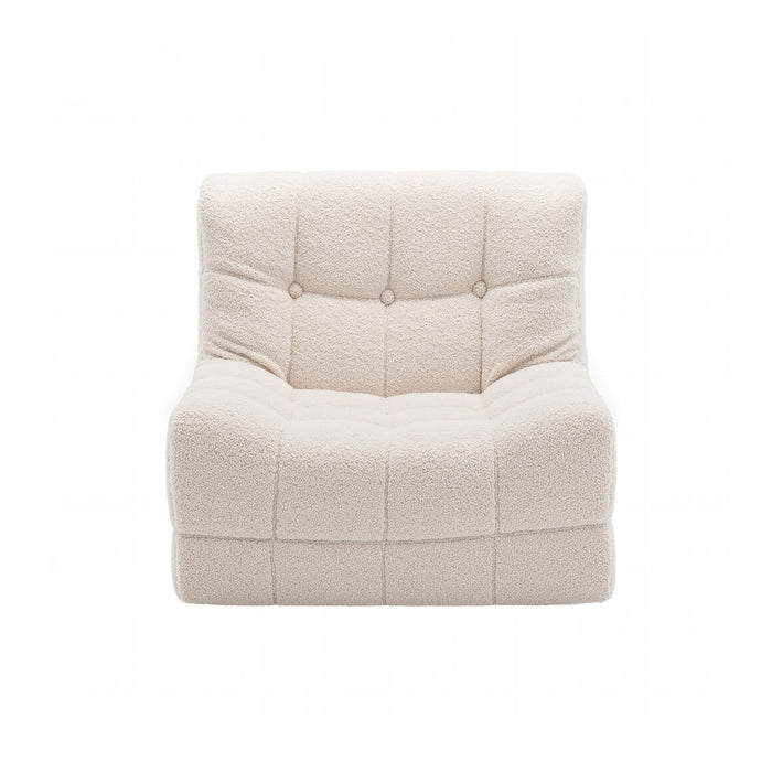 Artiss Single Small Boneless Couches for Living Room White Fabric