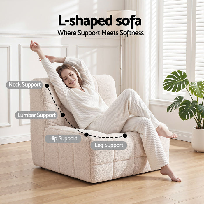Artiss Single Small Boneless Couches for Living Room White Fabric