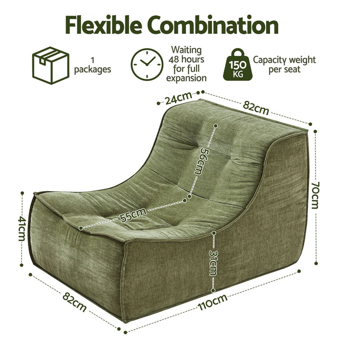Artiss Set of 3 Sofa Modular Boneless Couches No Assembly Green