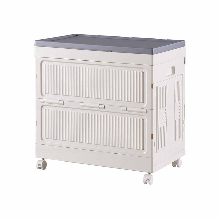 Artiss Foldable Storage Cabinet Stackable Box Flip-Top Rolling Organiser White