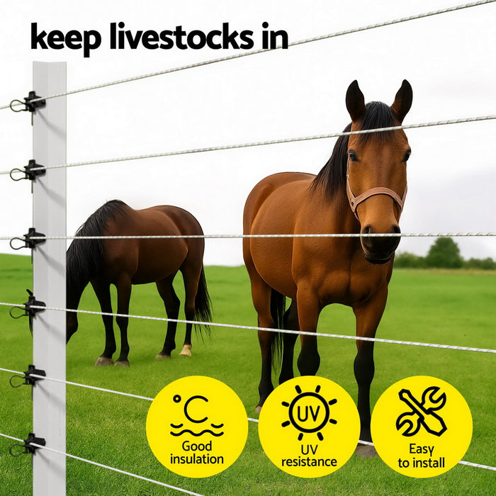 Giantz Electric Fence Insulators 200pcs Pinlock Black