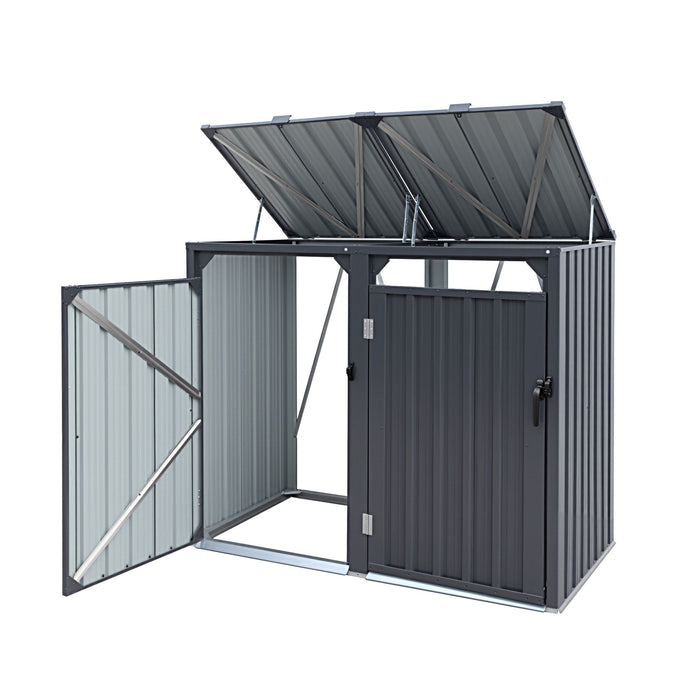 Giantz Bin Shed Double Wheelie Waste Bins Storage Steel Garden Enclosure Grey