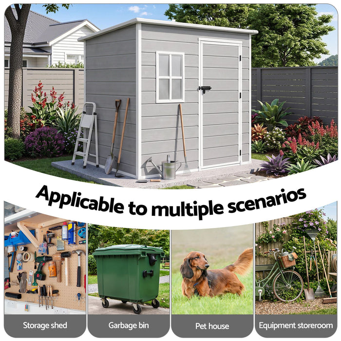 Giantz Garden Shed Outdoor Storage Box 1.87x1.28M Resin Tool Shed Backyard Grey