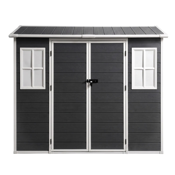 Giantz Garden Shed Resin Outdoor Storage Box 2.44x1.31M Tool Shed Backyard Black