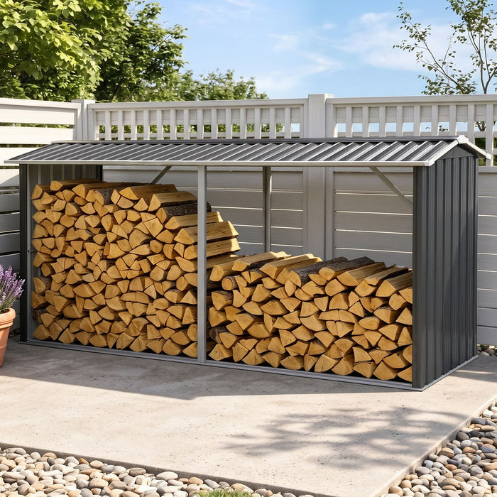 Giantz Firewood Storage Shed 334.5CM x 92CM Outdoor Log Rack Galvanised Steel Wood Holder