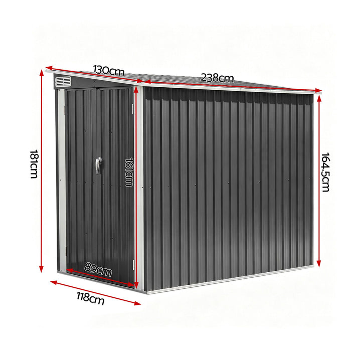 Giantz Garden Shed 118x238cm Lean To Bike Shelter Backyard Outdoor Storage