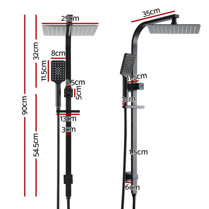 10'' Rain Shower Head Set Handheld Square High Pressure Black