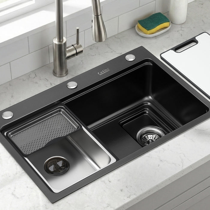 Cefito Kitchen Sink 304 Stainless Steel Bar Sink Millet Grain Water Basin Sink