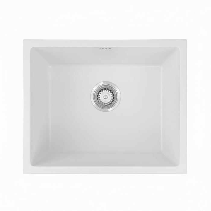 Cefito Kitchen Sink 55x45cm Granite Stone Sink Single Bowl White
