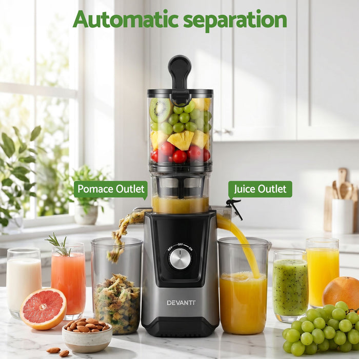 DEVANTI Slow Juicer Cold Press 200W for Fruit Vegetable Juice
