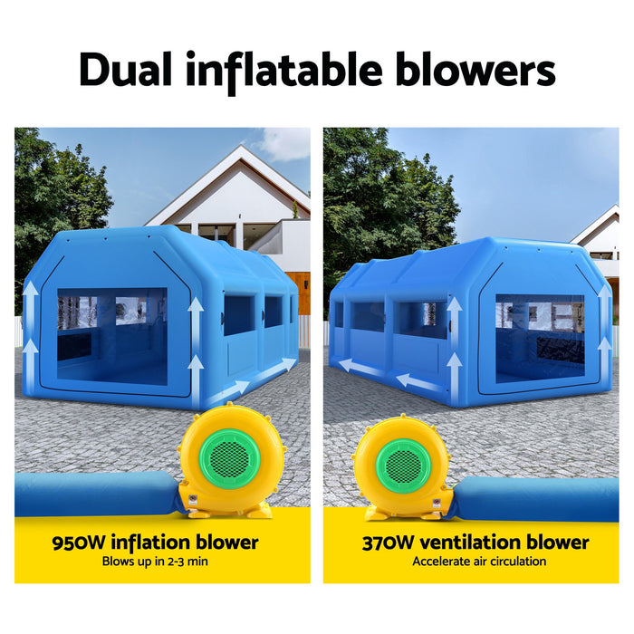 GIANTZ Inflatable Spray Booth Car Paint Tent 8.5x4.8m 2 Blowers Filter Mobile Garage Workstation