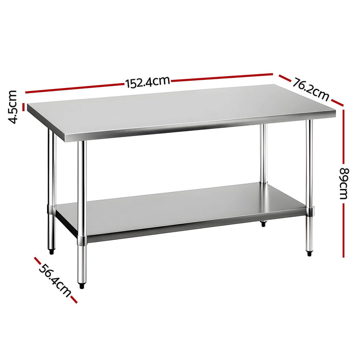 Cefito 1524x762mm Stainless Steel Kitchen Bench 430