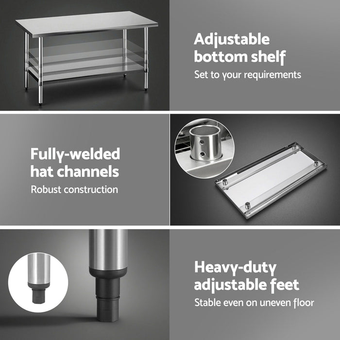 Cefito 1524x762mm Stainless Steel Kitchen Bench 430