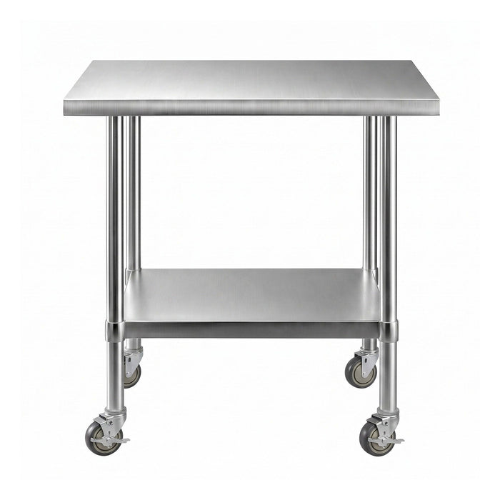 Cefito 914x762mm Stainless Steel Kitchen Bench w/ Splashback Work Table Prep Bench Commercial 430