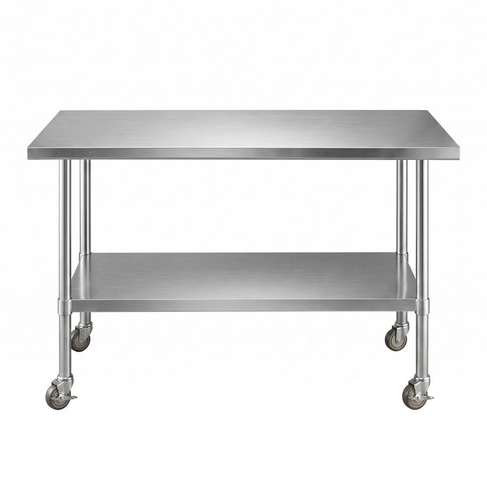 Cefito 1524x762mm Stainless Steel Kitchen Bench w/ Splashback Work Table Prep Bench Commercial 430