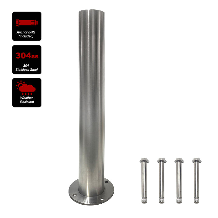 Parkero Stainless Steel Surface Mounted Bollard 90x⌀11.4cm Carpark Barrier Heavy-duty