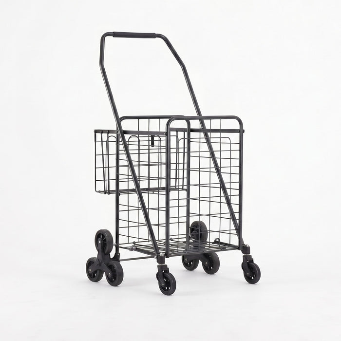 Emajin Shopping Trolley Cart Folding Aluminium Utility Cart Black